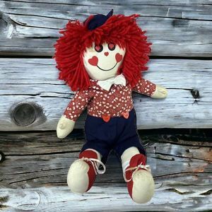 VTG Raggedy Andy Rag Doll 19” Singing & Swaying Sitting Stuffed PBC -Works/Dirty